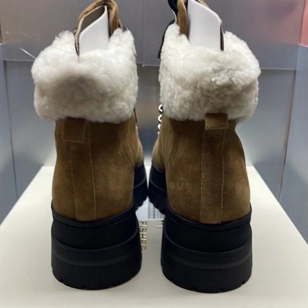 BNIB MARC FISHER LTD PIERSON LUG SOLE BOOTIE TAN 5.5 - Picture 5 of 9
